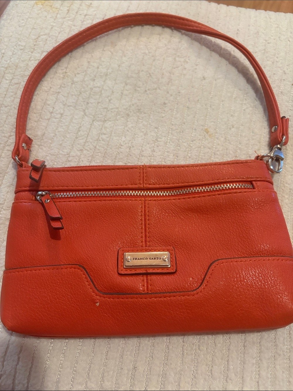 Franco Sarto Coral-Orange Leather Shoulder Bag